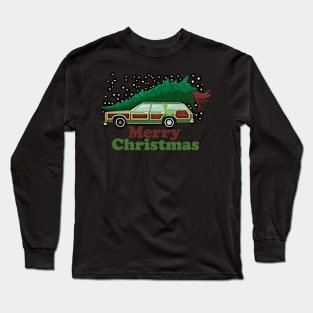 Merry Christmas vacation station wagon with tree Long Sleeve T-Shirt